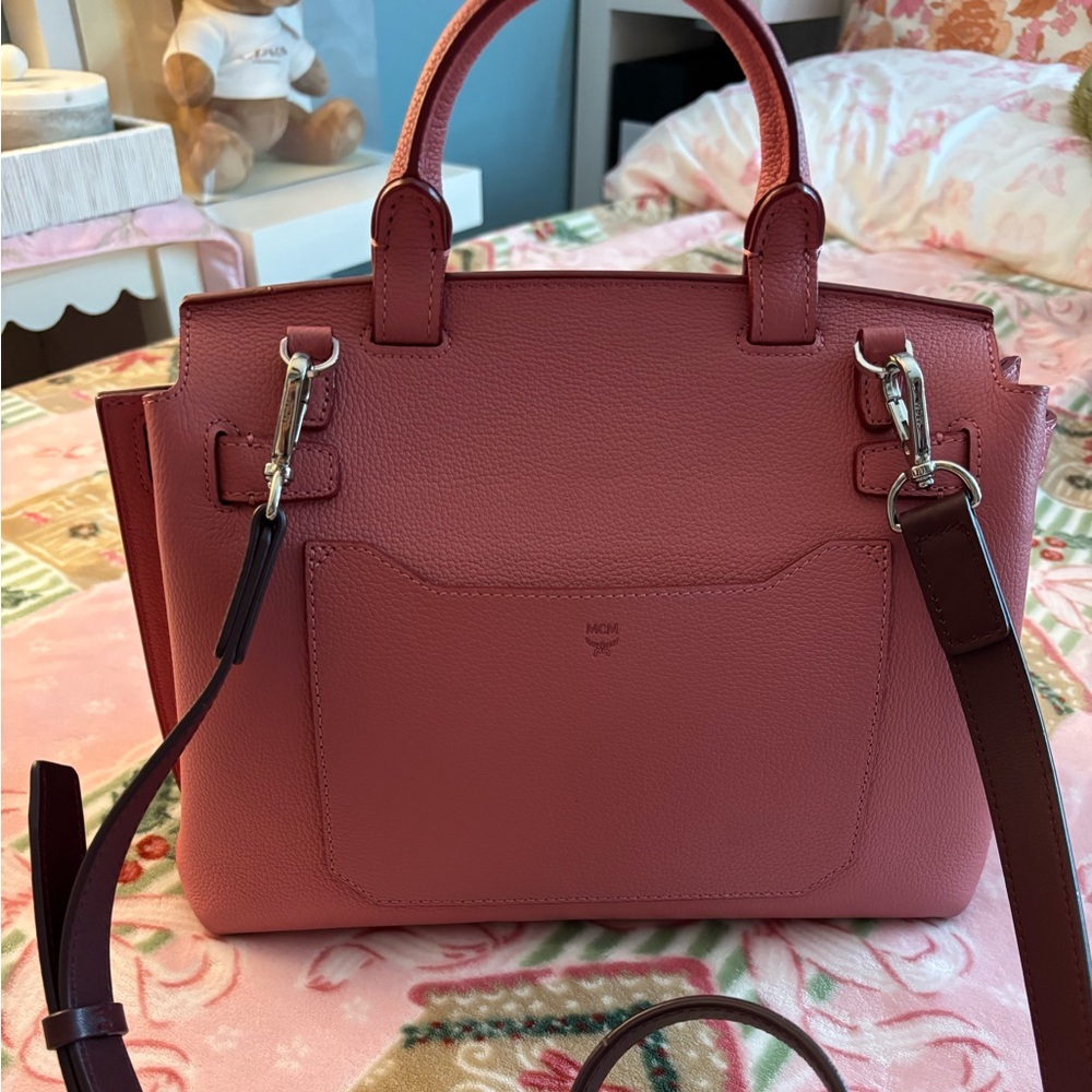 MCM Pink Leather Top-Handle Satchel - Picture 3 of 15